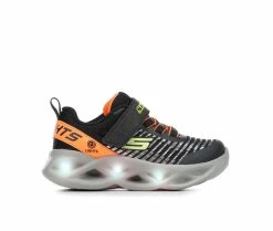 Hot Sale 👏 Girls' Skechers Toddler Twisty Brights Light-Up 👟 Sneakers Blk/Orng/Grey ❤️