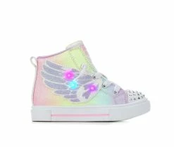 Best Pirce 🌟 Girls' Skechers Toddler Twinkle Sparks Wing Charm Light-Up High-Top 👟 Sneakers Multi 💯