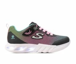 Discount 🤩 Girls' Skechers Little Kid & Big Kid Flicker Flash Light-Up 👟 Sneakers Blk/Wht/Multi ❤️