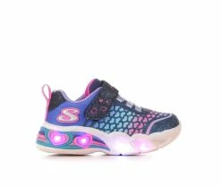 Discount 🔔 Girls' Skechers Toddler Heart Lights Sweetheart Light-Up 👟 Sneakers Nvy/Multi/Glitr 🥰