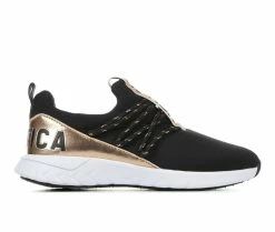 Flash Sale 🎁 Girls' Nautica Little Kid & Big Kid Benton Slip-On 👟 Sneakers Black/Gold 😀