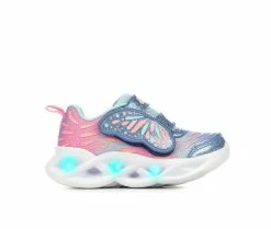 Flash Sale ๐ Girls' Skechers Toddler & Little Kid Twisty Brights Wingin' It Light-Up ๐ Sneakers Blue/Pnk/Btrfly ๐