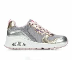 Cheap ๐ฅฐ Girls' Skechers Little Kid & Big Kid Uno Metallic Remix Wedge ๐ Sneakers Gunmetal/Pink ๐งจ