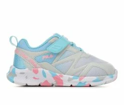 Promo ⭐ Kids' Fila Toddler Galaxia 5 Mashup Running 👟 Shoes Grey/Blue/Pink 💯