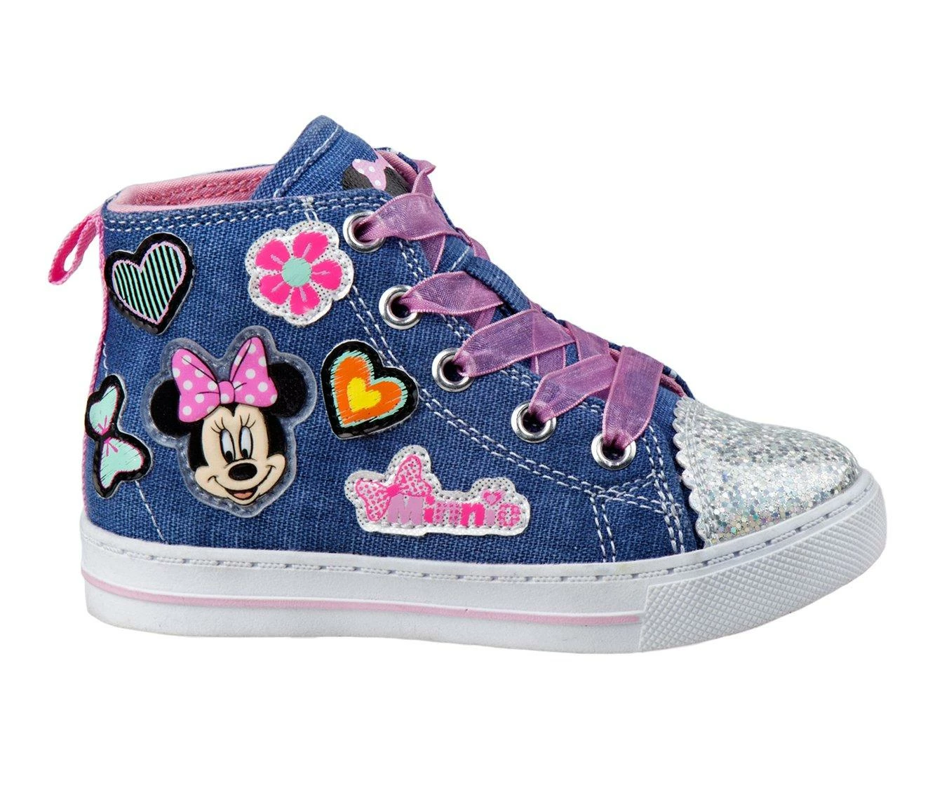 Best deal ๐ Girls' Disney Toddler & Little Kid CH17788O Minnie Mouse High-Top ๐ Sneakers Denim/Multi โค๏ธ - Image 2