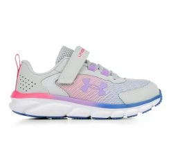 Brand new ✔️ Girls' Under Armour Little Kid Assert 9 Wide Running 👟 Shoes Grey/Wht/Lilac 🎉