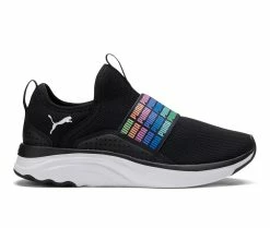 Budget 🎁 Girls' Puma Big Kid Softride Sophia Slip On Repeat Running 👟 Shoes Black/White 😀