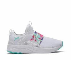 Cheap 😍 Girls' Puma Big Kid Softride Sophia Slip On Bleached Running 👟 Shoes White/Blue 🔔