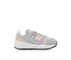 Hot Sale ✨ Girls' New Balance Infant & Toddler X70 IZX70GH1 Slip-On Running 👟 Shoes Grey/Teal/Pink ✨