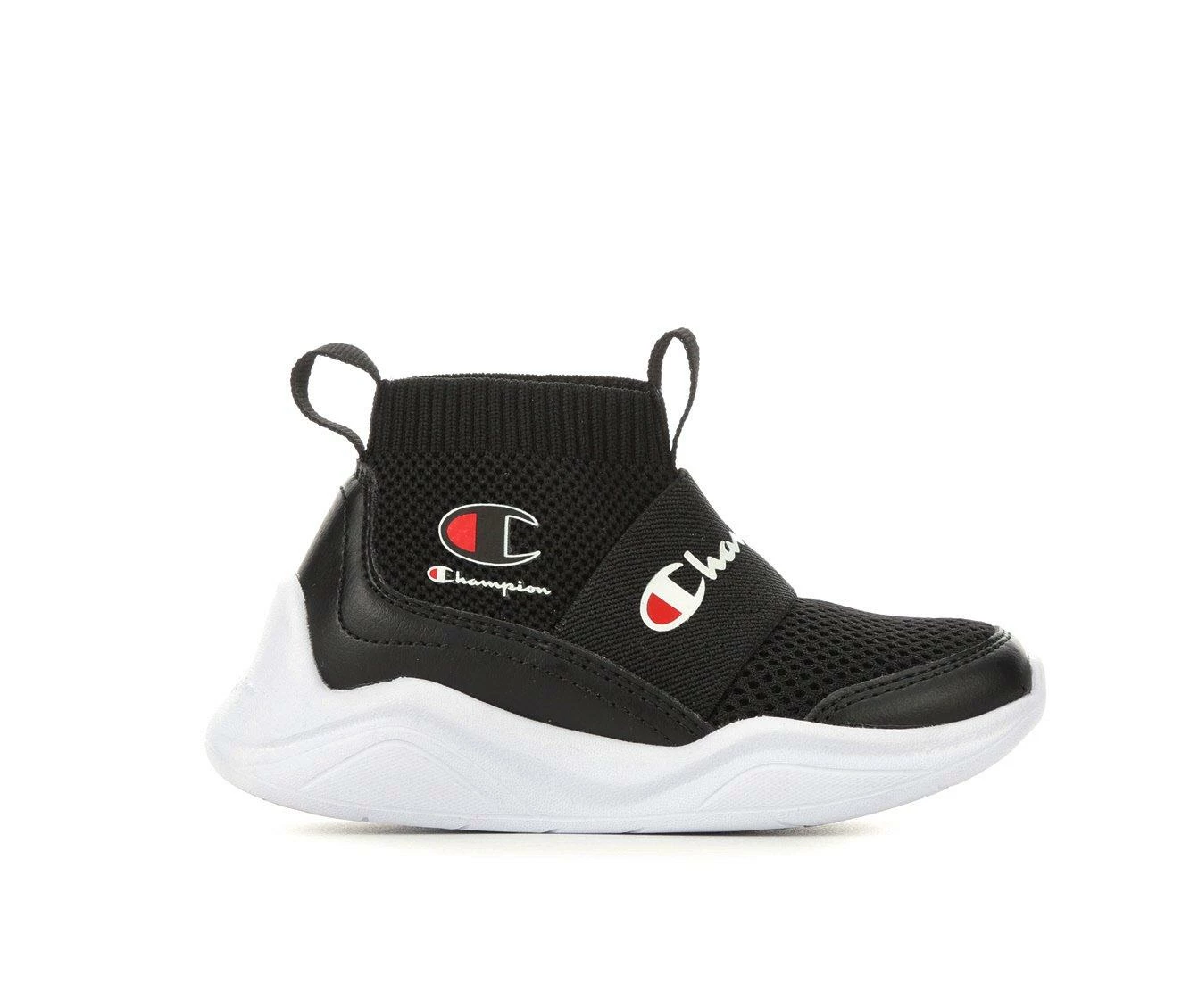 Wholesale ๐ Kids' Champion Toddler Legend Pull-On ๐ Sneakers Black/Wht/Red ๐งจ