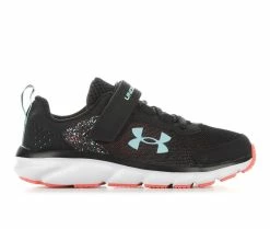 Deals โ๏ธ Girls' Under Armour Little Kid Assert 9 Running ๐ Shoes Blk/Wht/Blue โ๏ธ