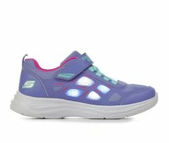 Deals 😍 Girls' Skechers Little Kid & Big Kid Glimmer Kicks Light-Up Running 👟 Shoes Periwinkle 🔔