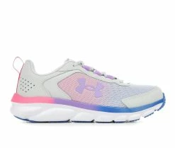 Deals 🛒 Girls' Under Armour Big Kid Assert 9 Wide Running 👟 Shoes Grey/Wht/Lilac 🔔