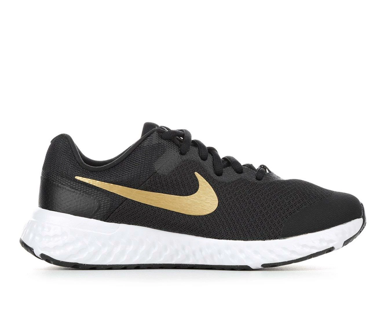 Flash Sale 😍 Kids' Nike Big Kid Revolution 6 Wide Running 👟 Shoes Blk/Gold/White ✨ - Image 2