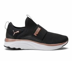 New 💯 Girls' Puma Big Kid Softride Sophia Slip-On Junior Running 👟 Shoes Black/Rose Mtlc ❤️