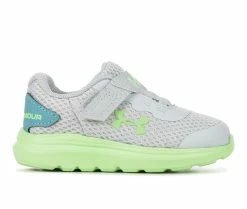 Deals 🔥 Girls' Under Armour Toddler Surge 2 Fade Running 👟 Shoes Gray/Lime/Blue 🛒