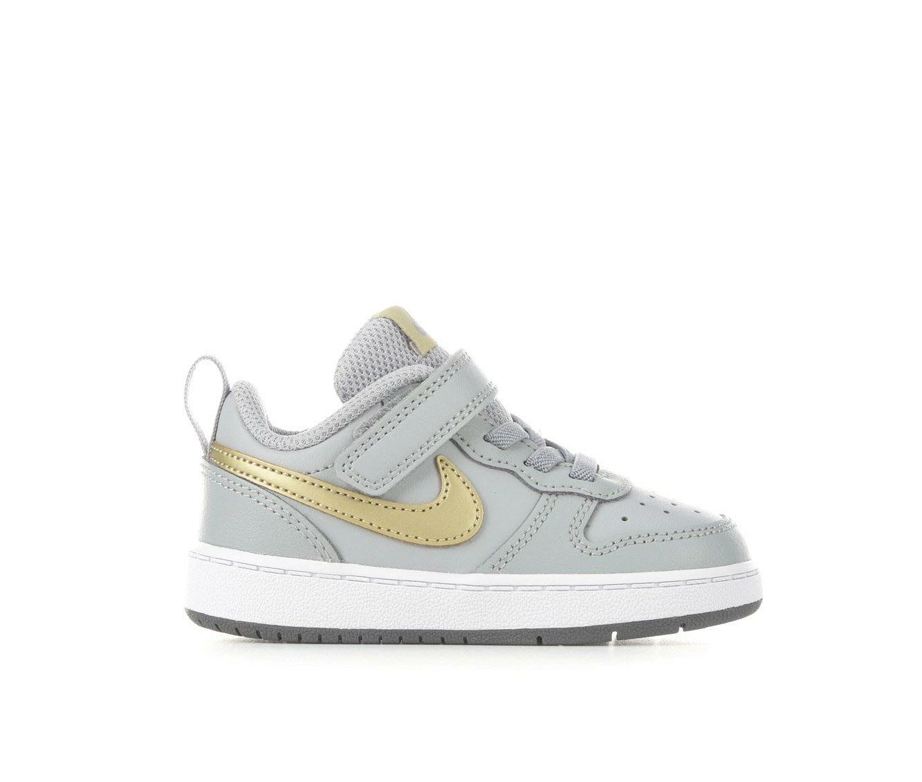 Flash Sale ✨ Girls' Nike Infant & Toddler Court Borough Low 2 👟 Sneakers LtGrey/Gold/Wht 🎁 - Image 2