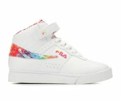 Wholesale ✨ Girls' Fila Little Kid & Big Kid Vulc 13 Rogue Tie-Dye High-Top 👟 Sneakers Wh/Mlti/Paisley 🎁
