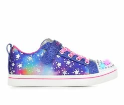 Wholesale 🥰 Girls' Skechers Little Kid Sparkle Rayz Twinkle Toes Light-Up 👟 Sneakers Blue Multi 🤩
