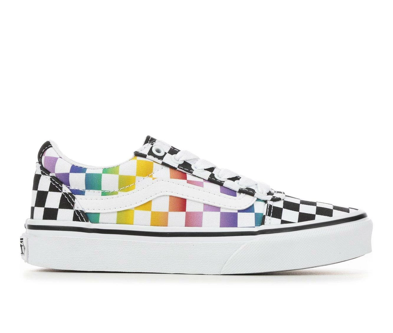 Cheapest ๐ฅฐ Girls' Vans Little Kid & Big Kid Ward Skate ๐ Shoes Rainbow Check ๐ฅฐ - Image 2