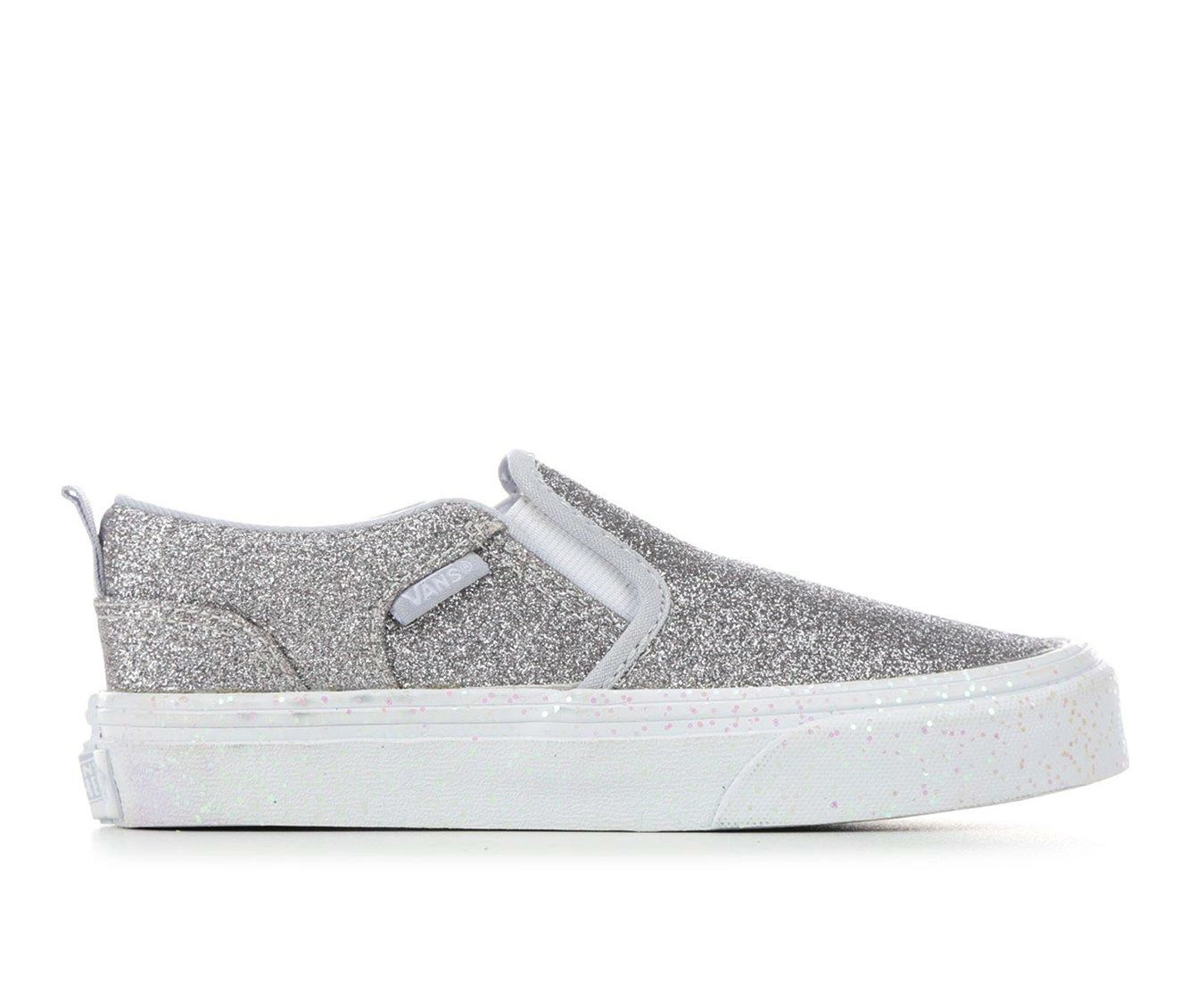 Best Pirce โ Girls' Vans Little Kid & Big Kid Asher Glitter Slip-On ๐ Sneakers Glitter/grey/wh ๐