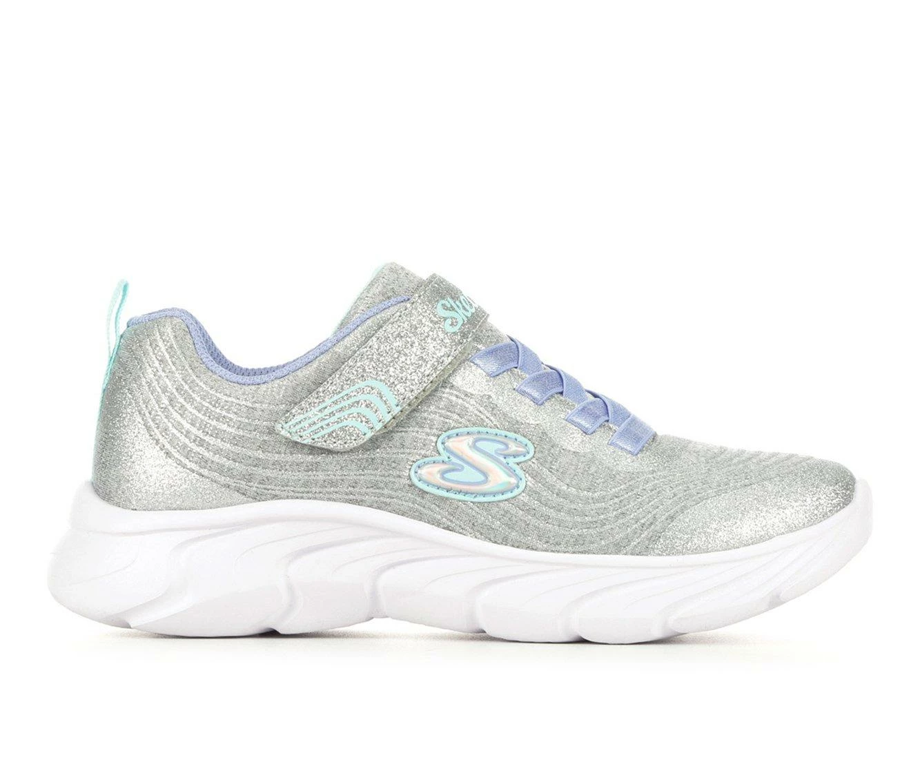 Wholesale ๐ Girls' Skechers Little Kid & Big Kid Dynamic Dash Running ๐ Shoes Silver/Blue ๐ - Image 2