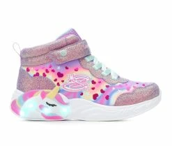 Flash Sale ๐ Girls' Skechers Little Kid & Big Kid Unicorn Dreams Light-Up High-Top ๐ Sneakers Silver Multi โจ