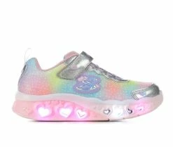New ๐ Girls' Skechers Little Kid & Big Kid Heart Lights Simply Love Light-Up ๐ Sneakers Silver/Multi ๐