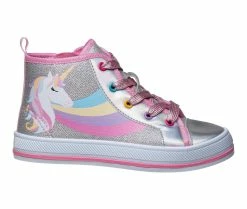 Brand new 🔥 Girls' Kensie Girl Little Kid & Big Kid Canvas High-Top 👟 Sneakers Silver/Pink 🌟