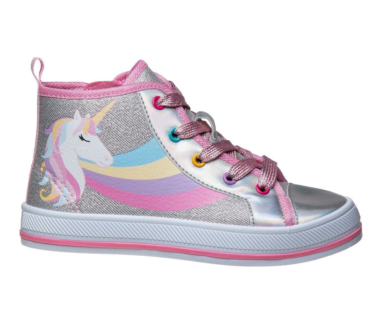 Brand new ๐ฅ Girls' Kensie Girl Little Kid & Big Kid Canvas High-Top ๐ Sneakers Silver/Pink ๐ - Image 2