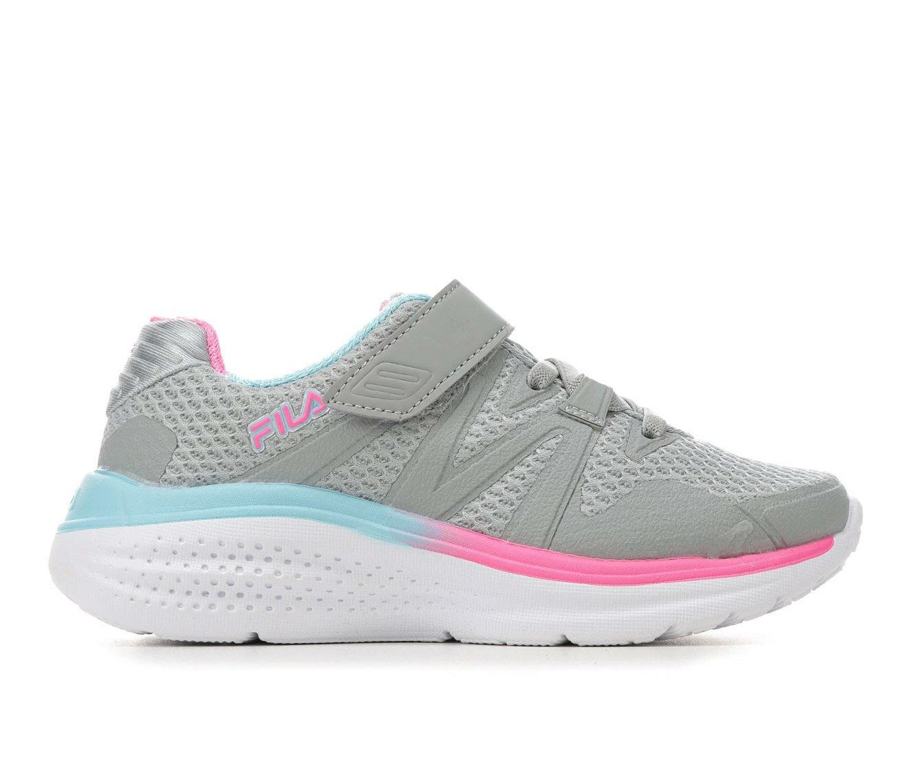Wholesale ๐ Girls' Fila Little Kid & Big Kid Cybotic Strap Running ๐ Shoes Grey/Lavdr/Blue ๐