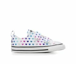 Wholesale 🔔 Girls' Converse Toddler Chuck Taylor All Star 2V Foil Heart Ox 👟 Sneakers White/Black/Pnk ⭐