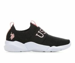 Cheapest 👍 Girls' US Polo Assn Little Kid & Big Kid Cabana Slip-On 👟 Sneakers Black/Blush 😀