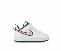 Flash Sale ⌛ Girls' Nike Infant & Toddler Court Borough Low Special Edition 1 👟 Sneakers Wht/Pnk/Navy 😀