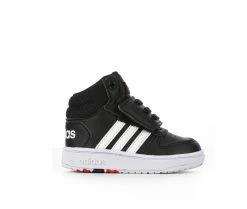 Deals 😍 Kids' Adidas Infant & Toddler Hoops Mid 2 Retro 🏀 Basketball 👟 Sneakers Blk/Wht/RedMash 💯