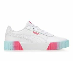 Deals 🎉 Girls' Puma Big Kid Carina 2.0 Fade 👟 Sneakers Wh/Pnk/Ppl Fade 🎁