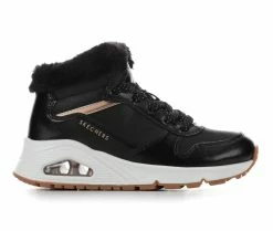 Best Sale ๐ Girls' Skechers Little Kid & Big Kid Uno Cozy On Air Wedge ๐ Sneakers Black/Rose Gold ๐คฉ