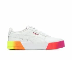 Cheap ๐ Girls' Puma Little Kid & Big Kid Carina Fade ๐ Sneakers White/Neon/Fade โ