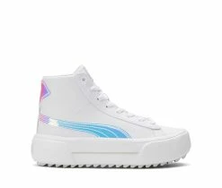 Flash Sale ๐ฅ Girls' Puma Big Kid Kaia Mid Irisistable Jr. Platform ๐ Sneakers Wht/Wht/Cloud ๐