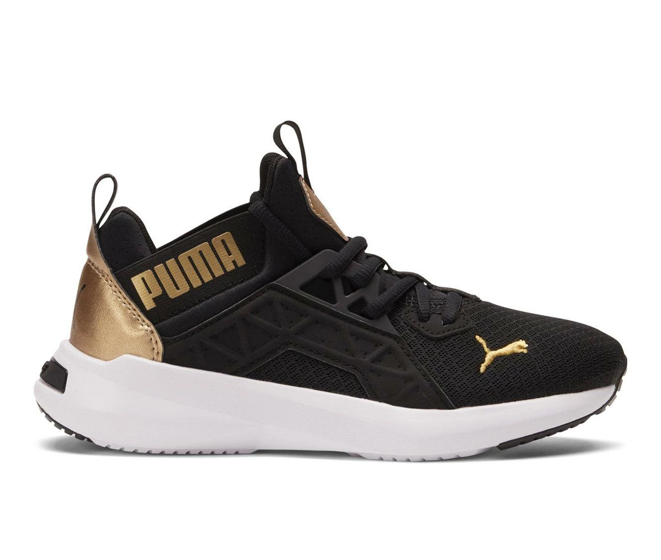 Wholesale 😍 Girls' Puma Big Kid Enzo Softride Shineline Jr. Running 👟 Shoes Black/Gold ❤️