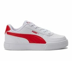 Deals ✨ Girls' Puma Little Kid & Big Kid Caven 👟 Sneakers White/Red ✔️