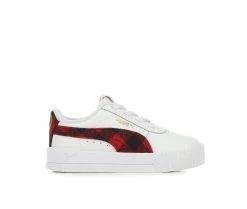 Cheap ๐ Girls' Puma Toddler Carina Plaid Slip-On ๐ Sneakers Wht/Blk/Red โจ