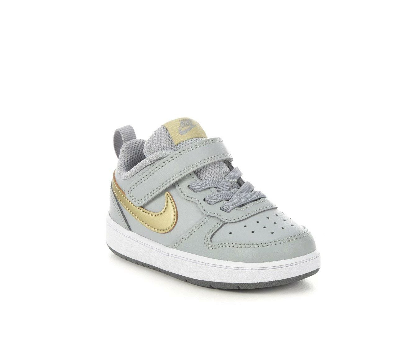 Flash Sale ✨ Girls' Nike Infant & Toddler Court Borough Low 2 👟 Sneakers LtGrey/Gold/Wht 🎁 - Image 3