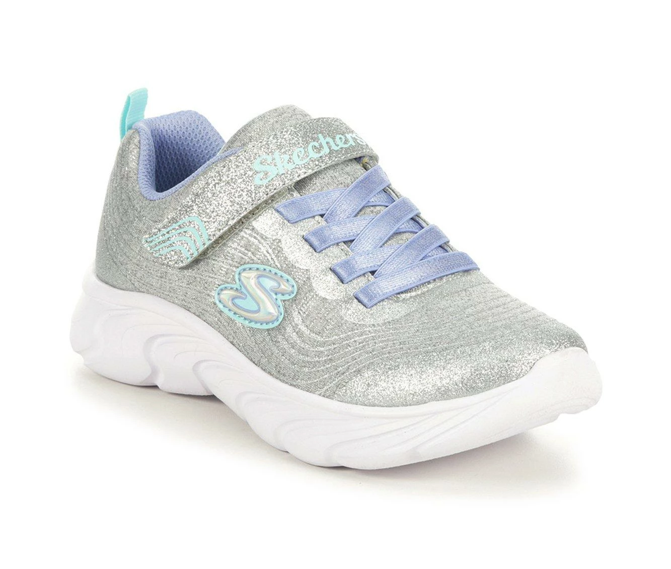 Wholesale ๐ Girls' Skechers Little Kid & Big Kid Dynamic Dash Running ๐ Shoes Silver/Blue ๐ - Image 3