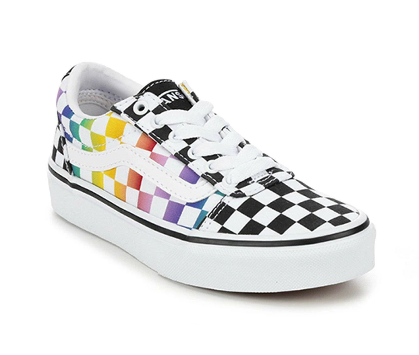 Cheapest ๐ฅฐ Girls' Vans Little Kid & Big Kid Ward Skate ๐ Shoes Rainbow Check ๐ฅฐ - Image 3