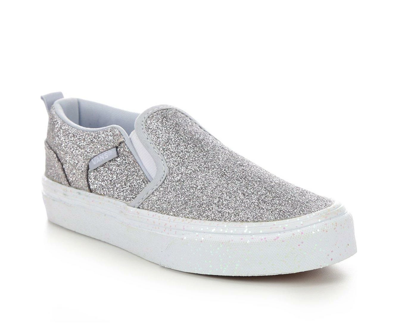 Best Pirce โ Girls' Vans Little Kid & Big Kid Asher Glitter Slip-On ๐ Sneakers Glitter/grey/wh ๐ - Image 3