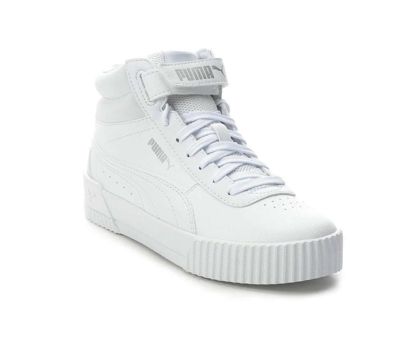 New 🥰 Girls' Puma Big Kid Carina Mid Jr 👟 Sneakers White/White 🥰 - Image 3