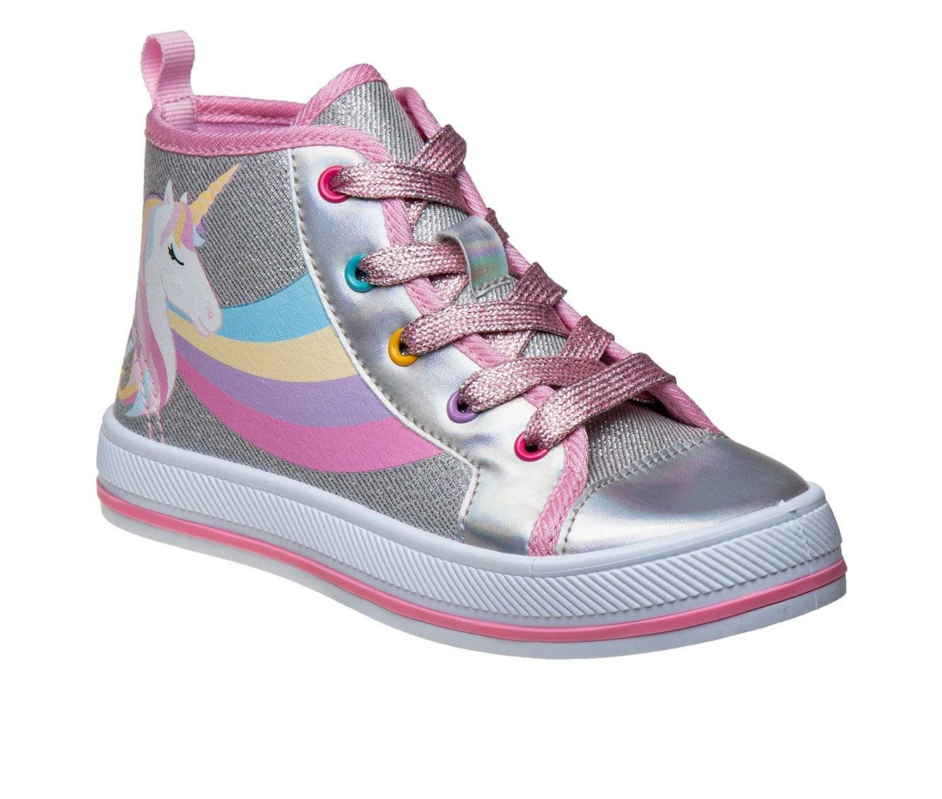 Brand new ๐ฅ Girls' Kensie Girl Little Kid & Big Kid Canvas High-Top ๐ Sneakers Silver/Pink ๐ - Image 3