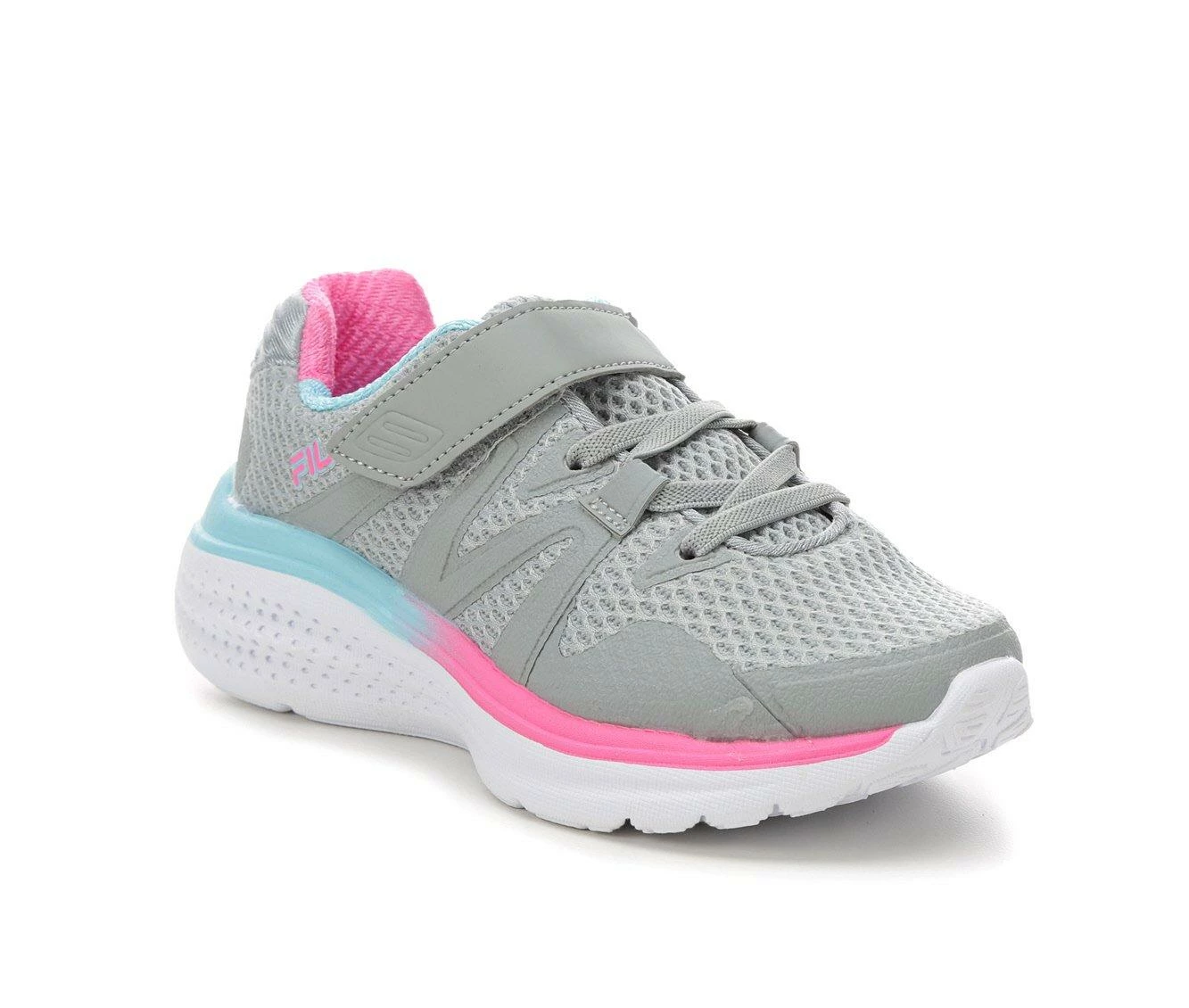 Wholesale ๐ Girls' Fila Little Kid & Big Kid Cybotic Strap Running ๐ Shoes Grey/Lavdr/Blue ๐ - Image 3