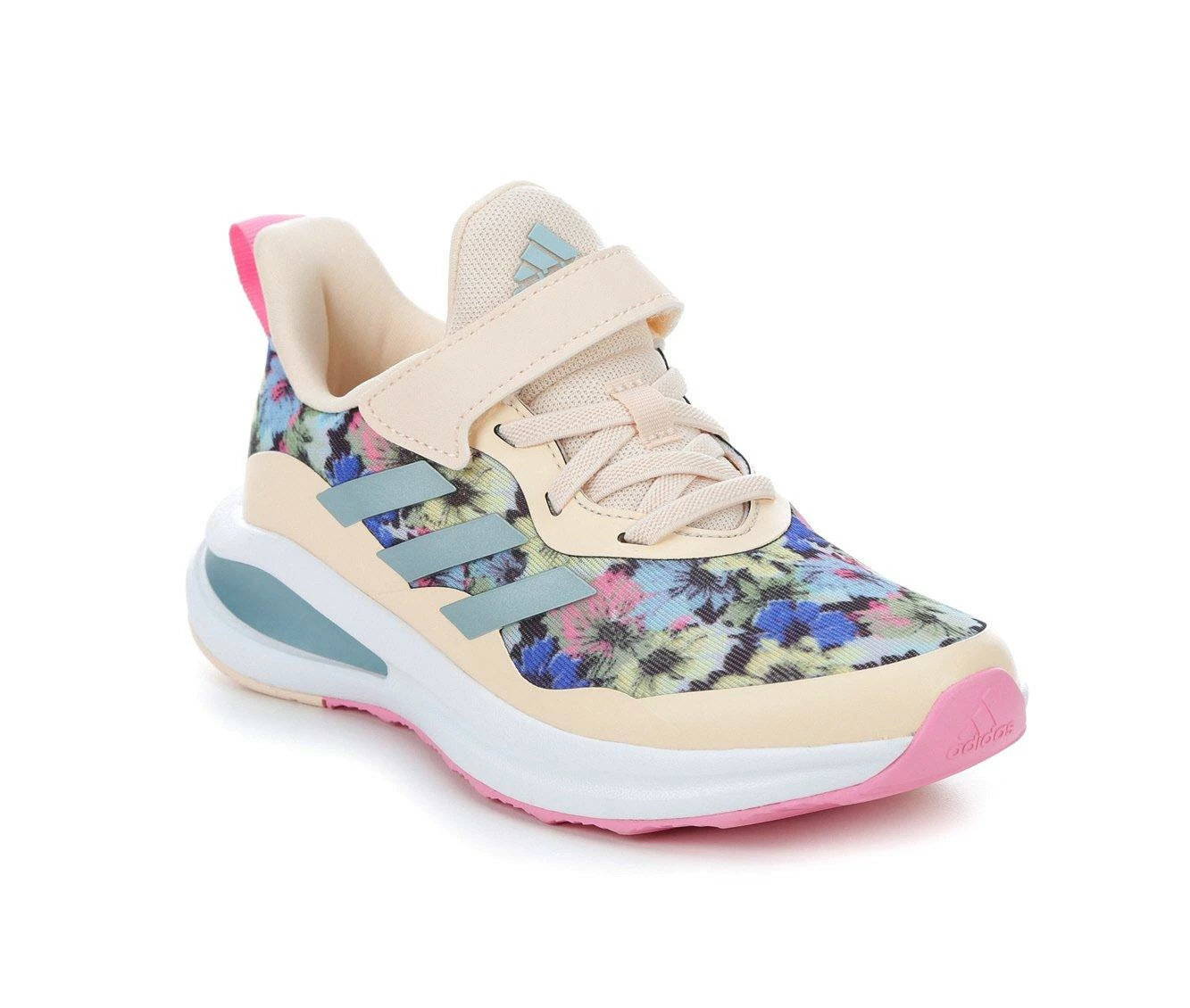 Promo ๐ Girls' Adidas Little Kid Fortarun Strap Sustainable Running ๐ Shoes Pnk/Wht/Floral ๐ - Image 3